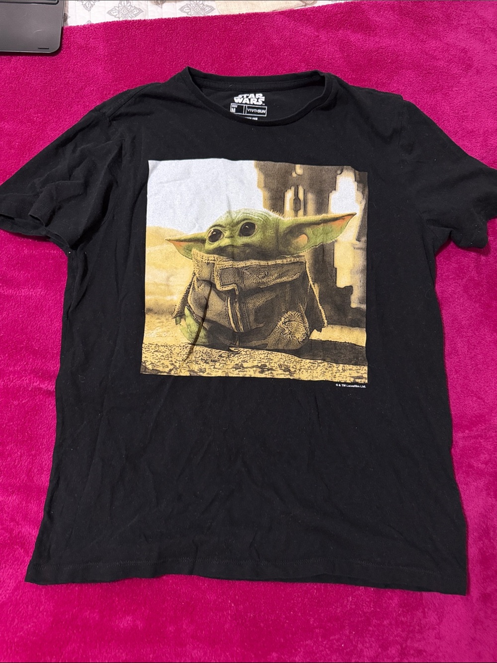 Star Wars Black Tee with Green The Child (Grogu) Portrait